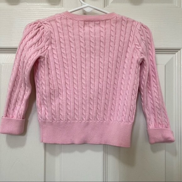 𝅺POLO Ralph Lauren| Girls Buttoned Down Cable Knit Sweater Pink- Size 24 months - Picture 3 of 5